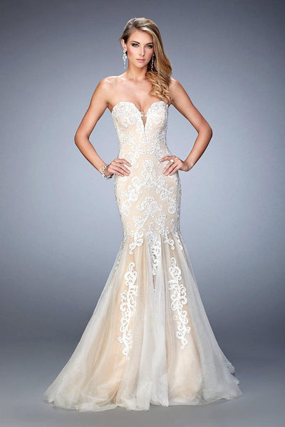 GiGi - 22167 Lace Sweetheart Mermaid Dress in White and Neutral