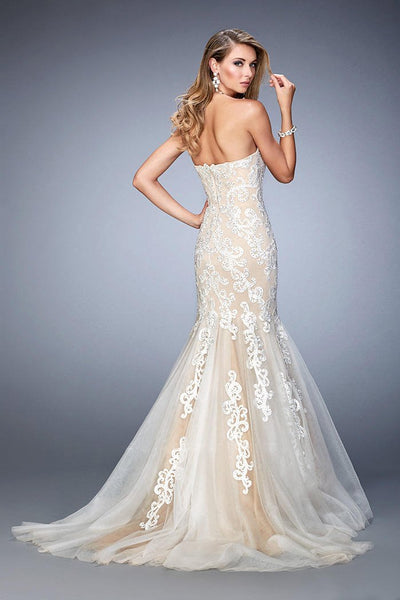 GiGi - 22167 Lace Sweetheart Mermaid Dress in White and Neutral