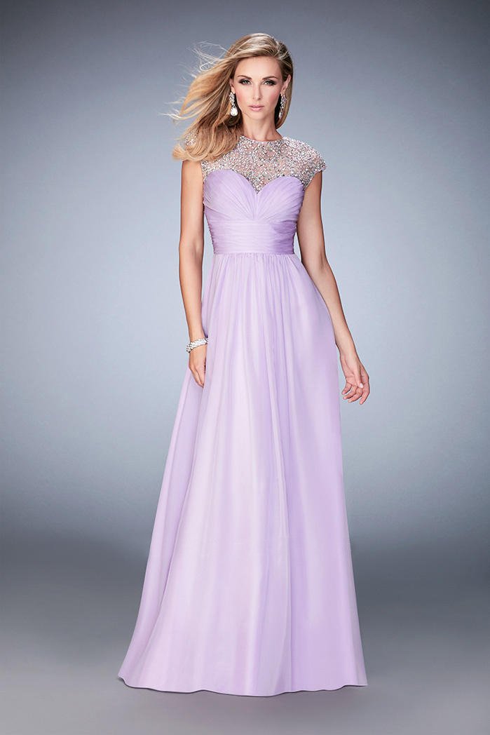 GiGi - 22890 Embellished High Chiffon A-line Dress In Purple