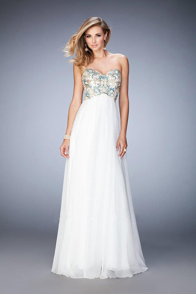 GiGi - 22926 Bejeweled Strapless Sweetheart Gown In White