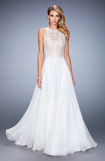 Gigi - 22586 Leaf Embroidered Chiffon Gown In Ivory