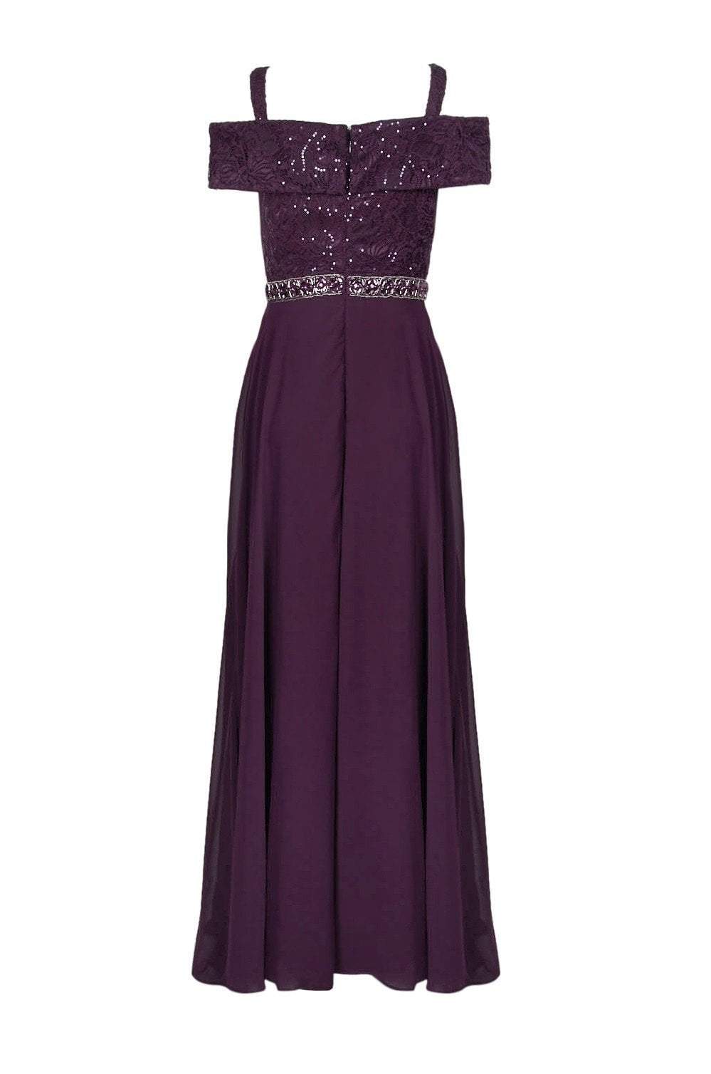 Emma Street - Off Shoulder Jeweled Waist A-Line Dress 1111199SC Emma Street - Off Shoulder Jeweled Waist A-Line Dress 1111199SC
