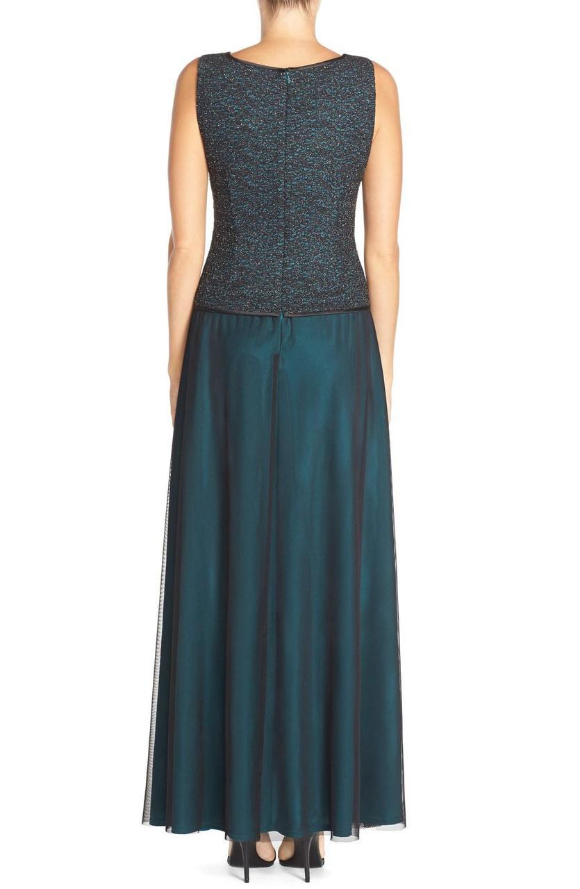 Alex Evenings - Two Piece Square Neck Jersey A-line Dress 117224 in Black and Green