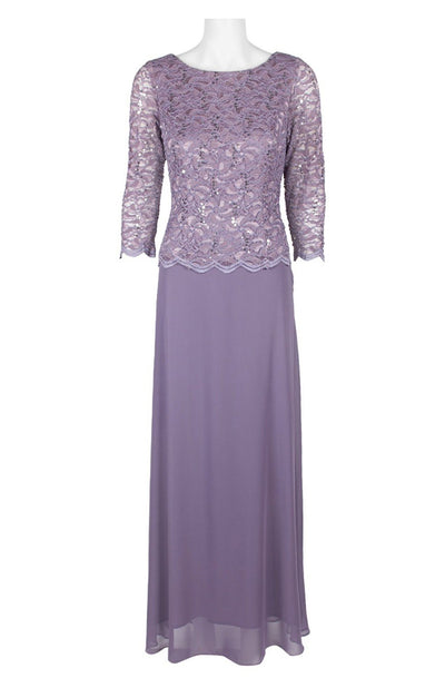 Alex Evenings - 112655 Lace Applique Bateau Fitted Dress In Purple