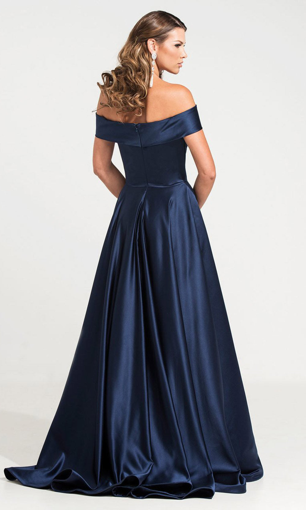Ashley Lauren - Off Shoulder Pageant Ball Gown 1139 - 1 pc Navy In Size 4 Available CCSALE 4 / Navy