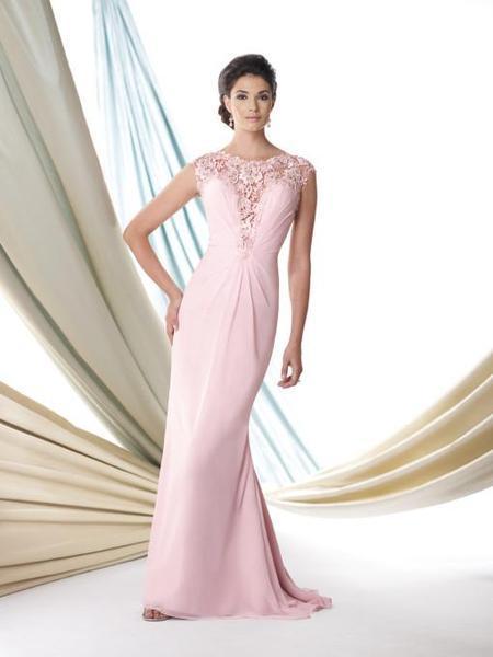 Montage by Mon Cheri - 114926SC Cap Sleeve Drape Ornate Sheath Dress