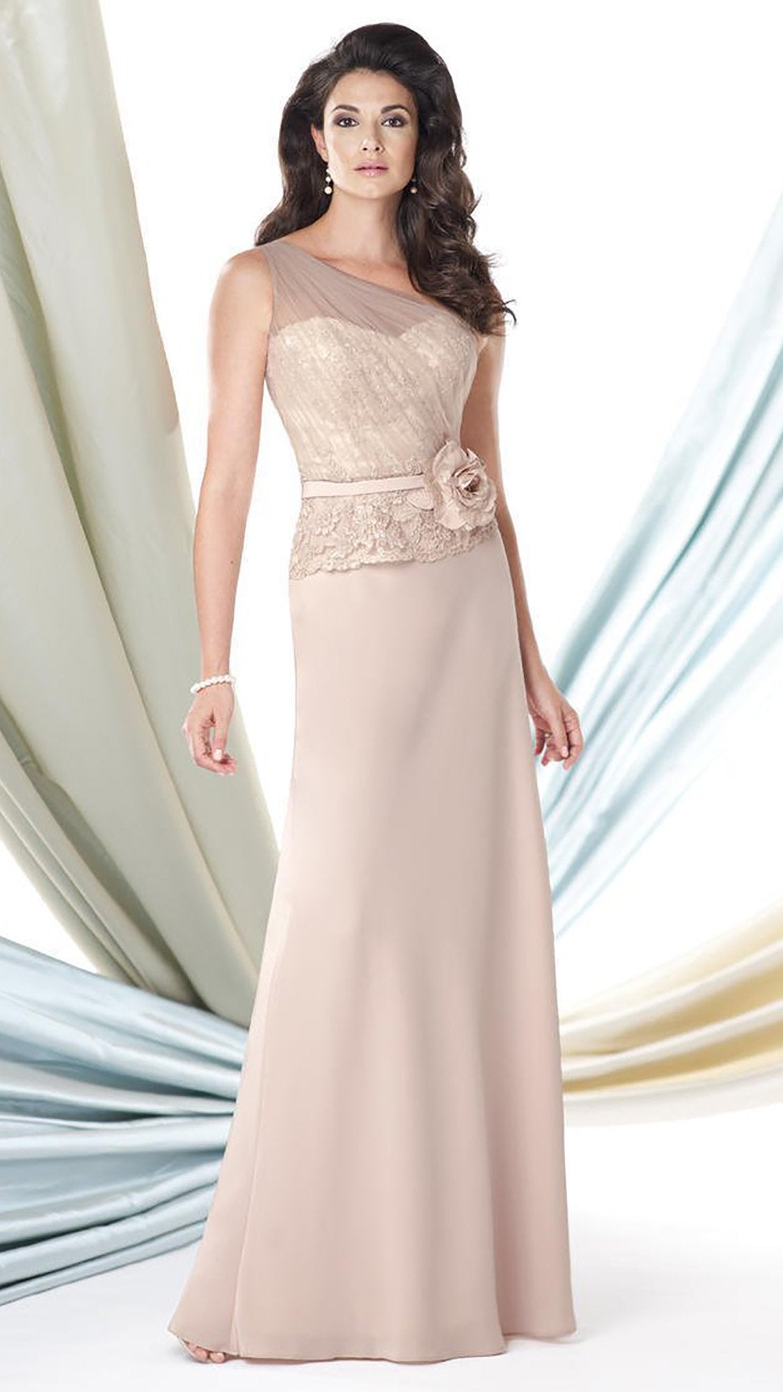 Montage by Mon Cheri - One Shoulder Dress in Stone 114927 in Stone