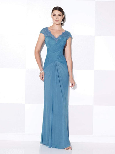 Cameron Blake - Cap Sleeve Scalloped Lace Long Dress 115608