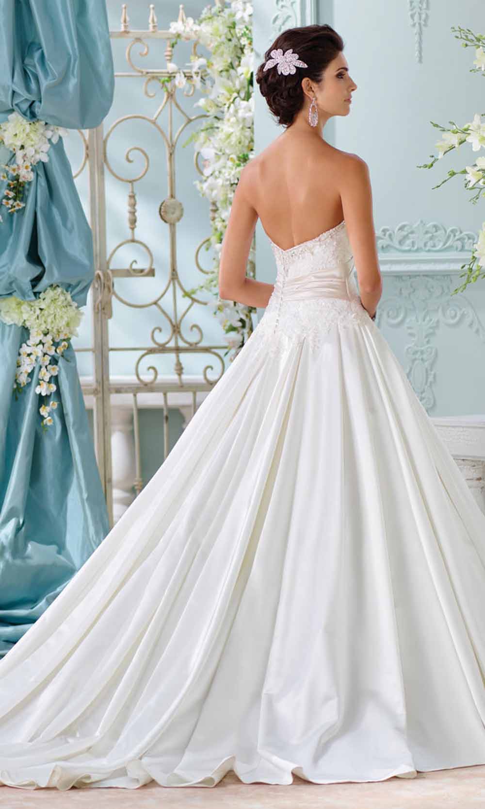 Mon Cheri - 116200 Strapless Beaded Lace Bridal Ballgown In White