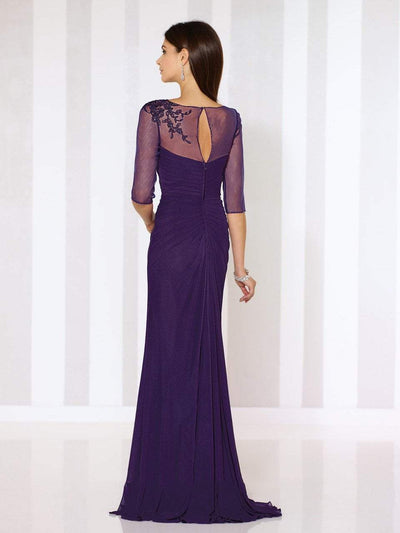 Mon Cheri - Quarter Length Sleeve Bateau Sheath Dress in Purple