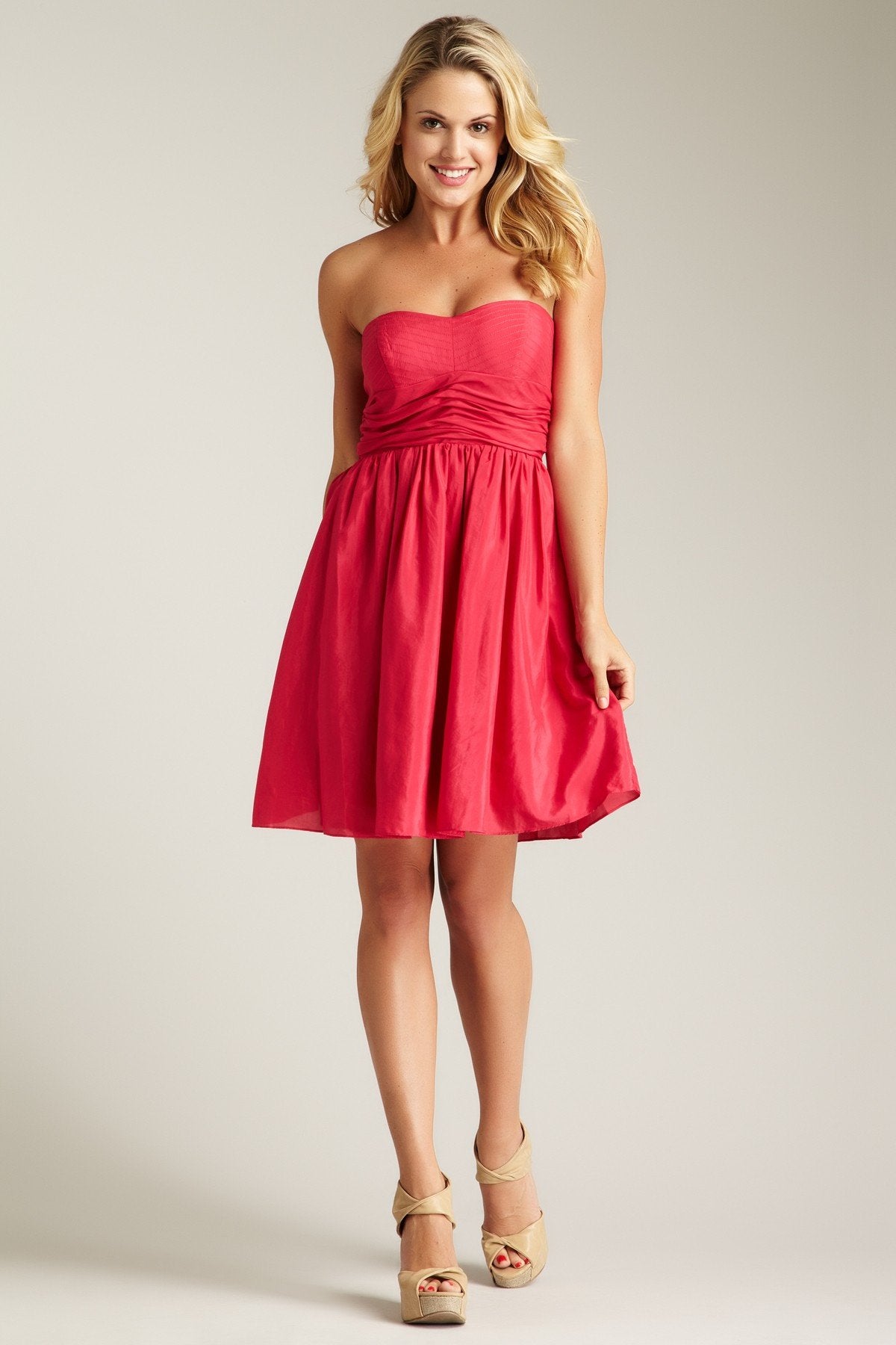 Jessica Simpson - JS2X3879 Short Stitched Sweetheart A-Line Dress In Pink
