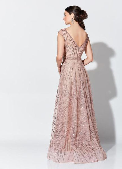 Montage, Ivonne D by Mon Cheri - 119D53 Sequined Bateau A-line Dress In Pink and Neutral