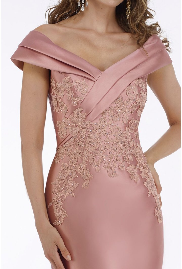Gia Franco - 12005SC Lace Off-Shoulder Long Gown