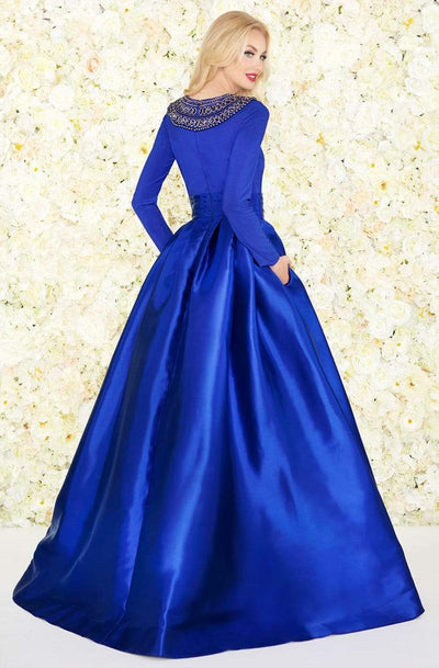Mac Duggal - 12093R Embellished Long Sleeves Ballgown Ball Gowns