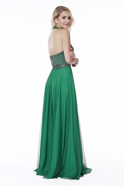 Shail K - 12208SC Embellished Halter A-Line Evening Dress