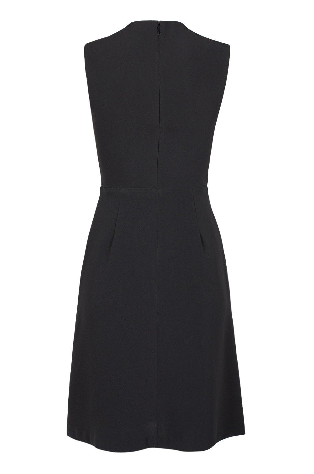 Taylor - 1240M Two Tone V-neck Pleated A-line Dress In Black and White