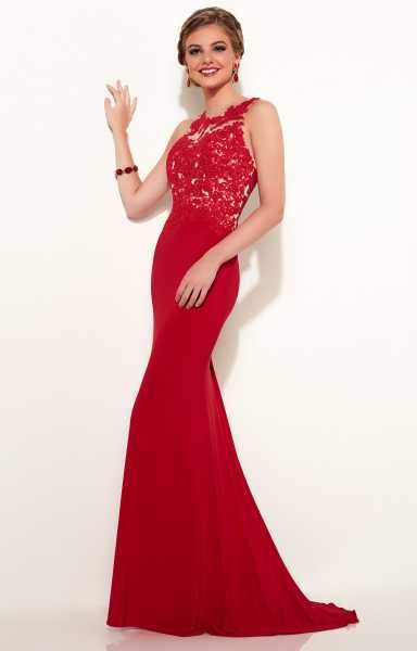 Studio 17 - Elegant Long Fitted Dress 12596 in Red
