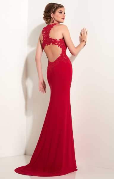 Studio 17 - Elegant Long Fitted Dress 12596 in Red