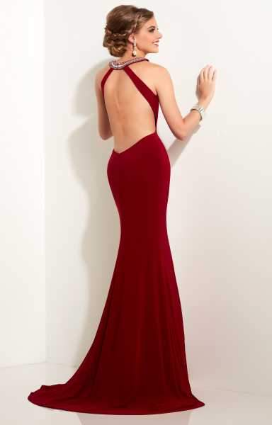 Studio 17 - Alluring High Halter Cutout Trumpet Gown 12599 In Red
