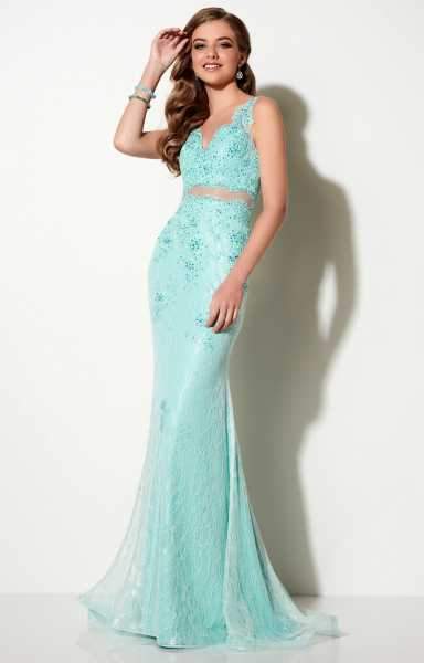 Studio 17 - 12613 Laced and Beaded V-Neck Trumpet Dress Special Occasion Dress