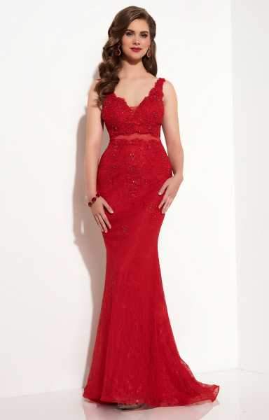 Studio 17 - 12613 Laced and Beaded V-Neck Trumpet Dress Special Occasion Dress