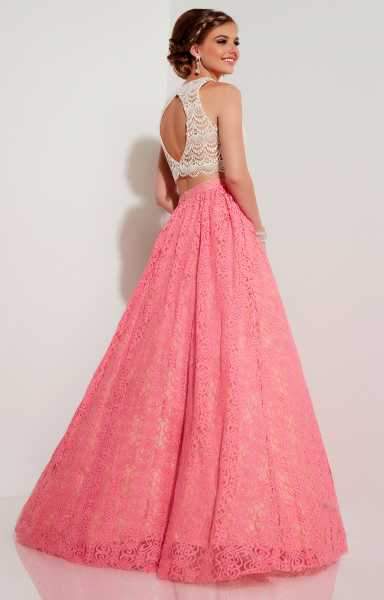 Studio 17 - Amazing Two Piece Lace Dress 12617 In White and Pink