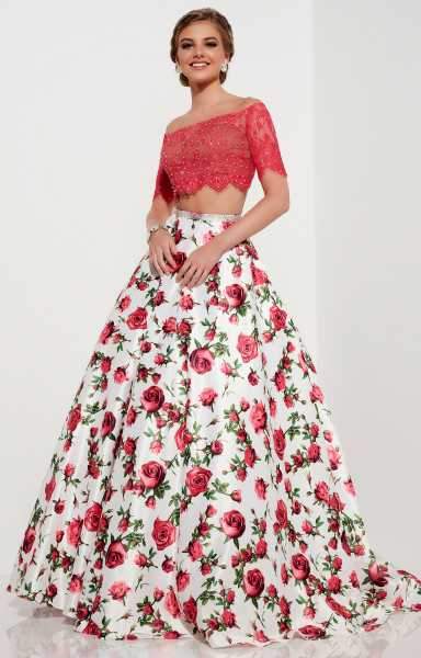 Studio 17 - Embellished Off-Shoulder Two-Piece Floral Dress 12645SC