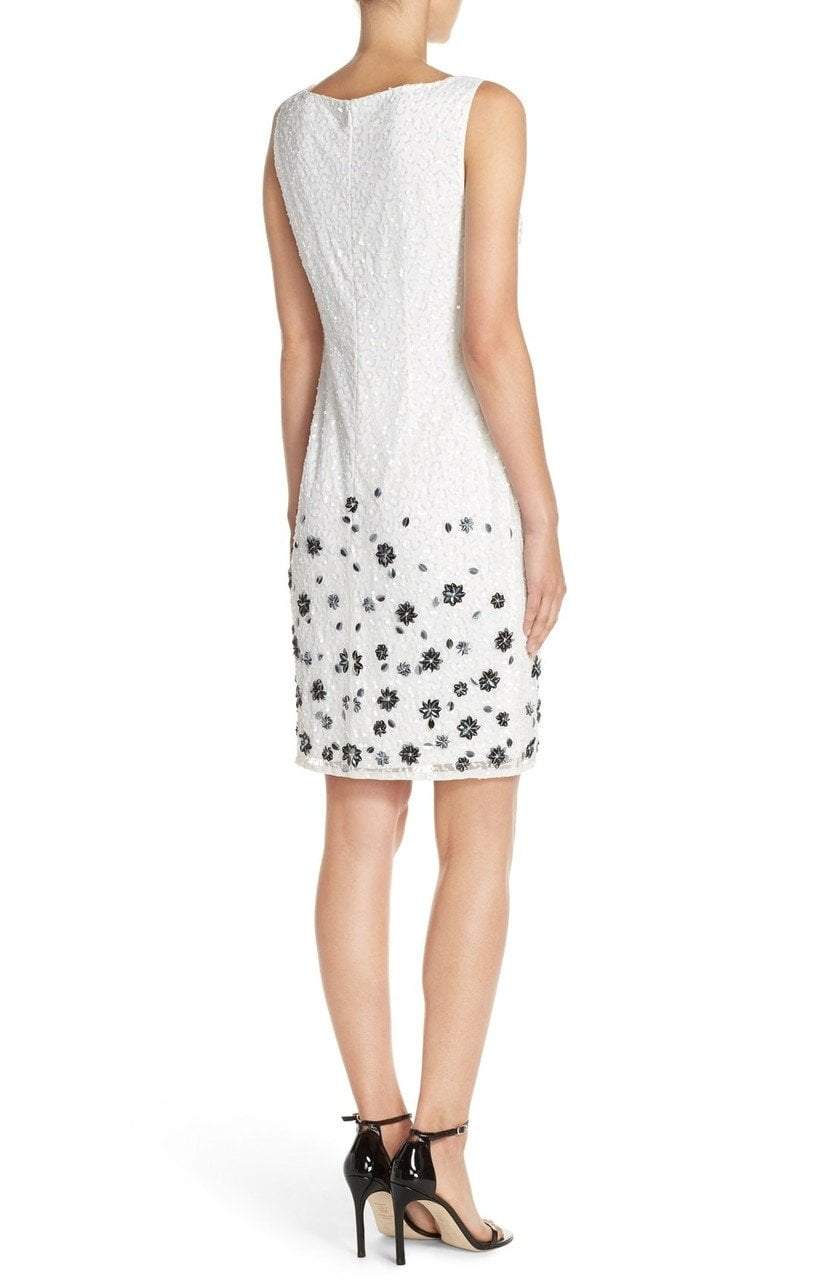 Adrianna Papell - 41931450 Sequin Bateau Sheath Dress in White