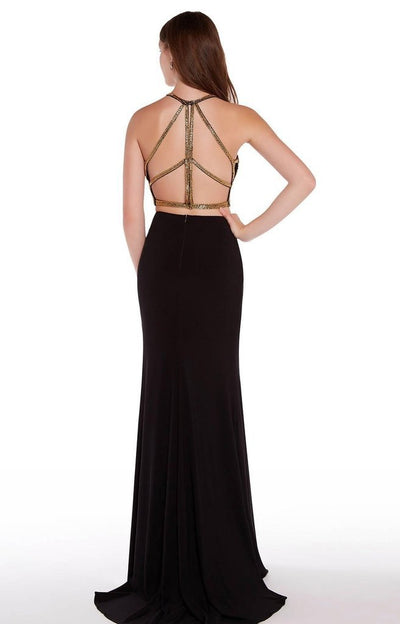 Alyce Paris - 1286 Two-Piece Beaded Jewel Neck Sheath Gown In Black and Gold