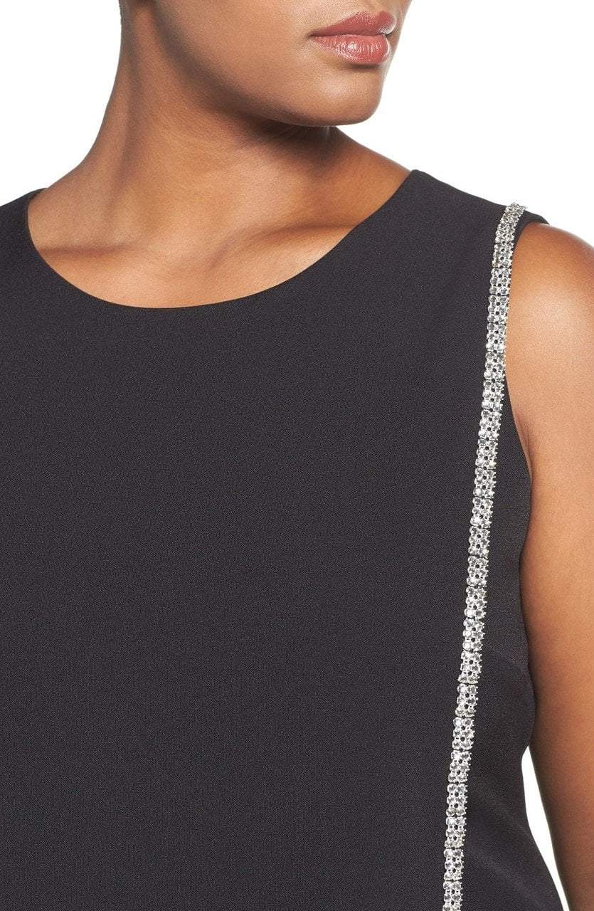 London Times - L1930M Crystal Trim Sheath Dress in Black
