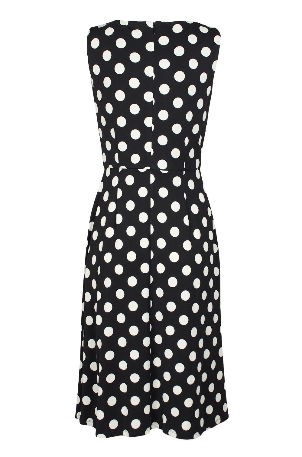Taylor - 1379M Polka Dot Jersey A-line Dress In Black and White