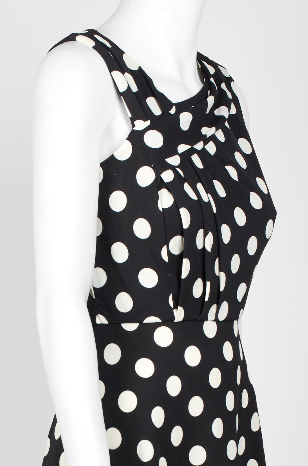 Taylor - 1379M Polka Dot Jersey A-line Dress In Black and White