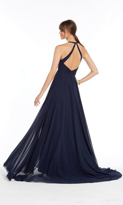 Alyce Paris - 1381 Halter Straps Bow A-Line Dress In Blue