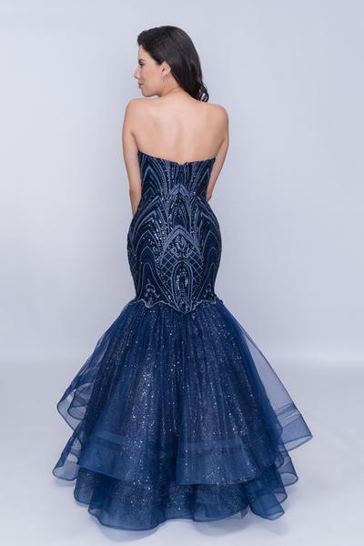Nina Canacci - 1407SC Accented Sweetheart Tiered Mermaid Dress