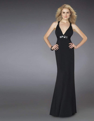La Femme - 14180 Stunning V-neck Evening Dress with Jeweled Waist Special Occasion Dress