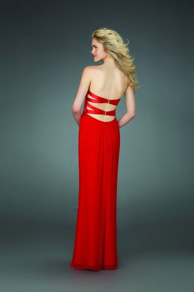 La Femme - Strapless Sweetheart Long Dress 14589 In Red