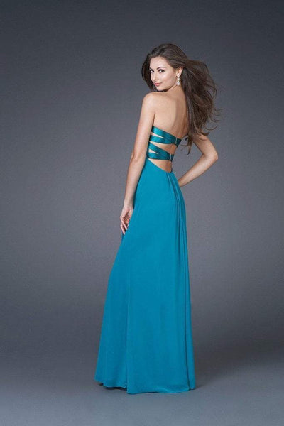 La Femme - Strapless Sweetheart Long Dress 14589 In Blue