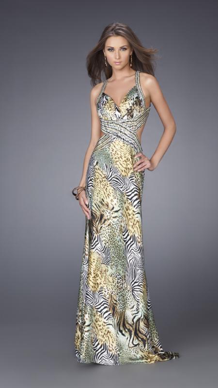 La Femme - Long Dress with Animal Print 14992 In Print and Multi-color