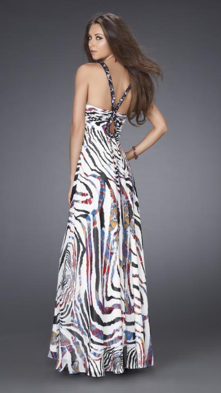 La Femme - Printed Full-length Evening Gown 15082 In Black and White