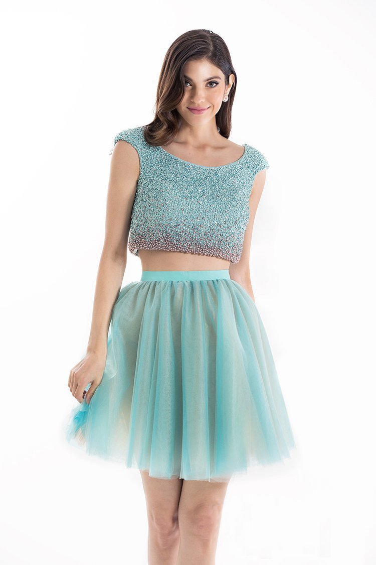 Terani Couture - Charming Beaded Two-piece Scoop Neck Short A-line Dress 1521H0100A In Green