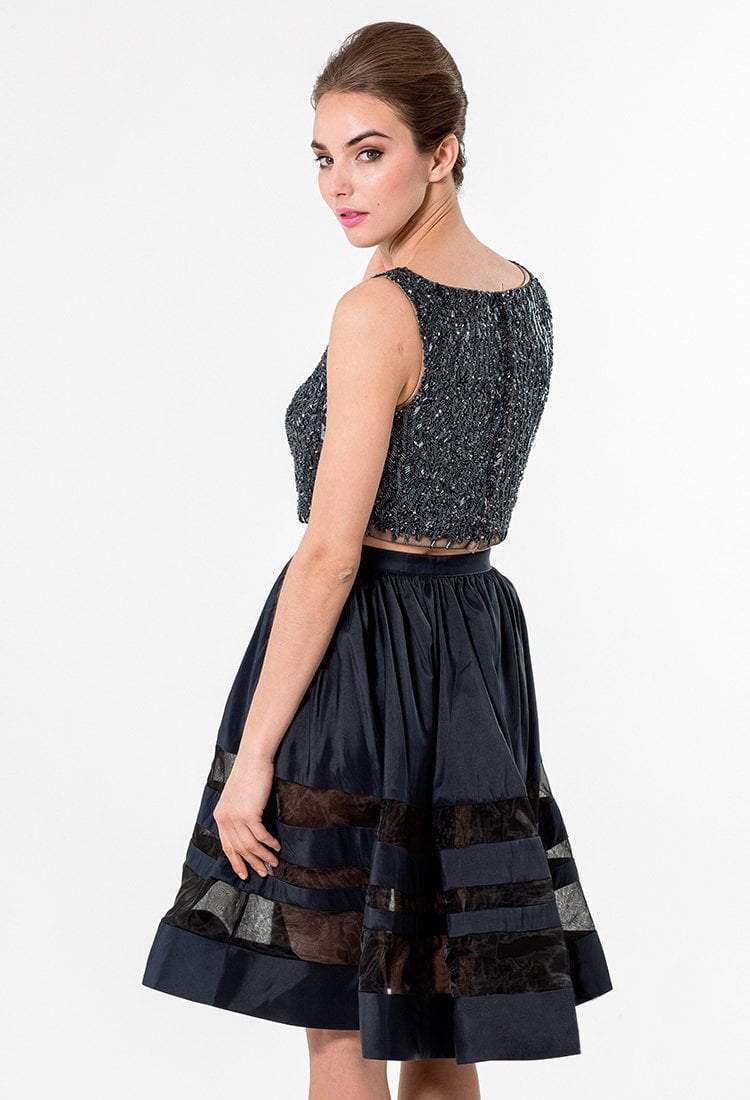 Terani Couture - Bead Crusted Two-Piece Panel A-Line Dress 1521H0103A In Blue and Neutral
