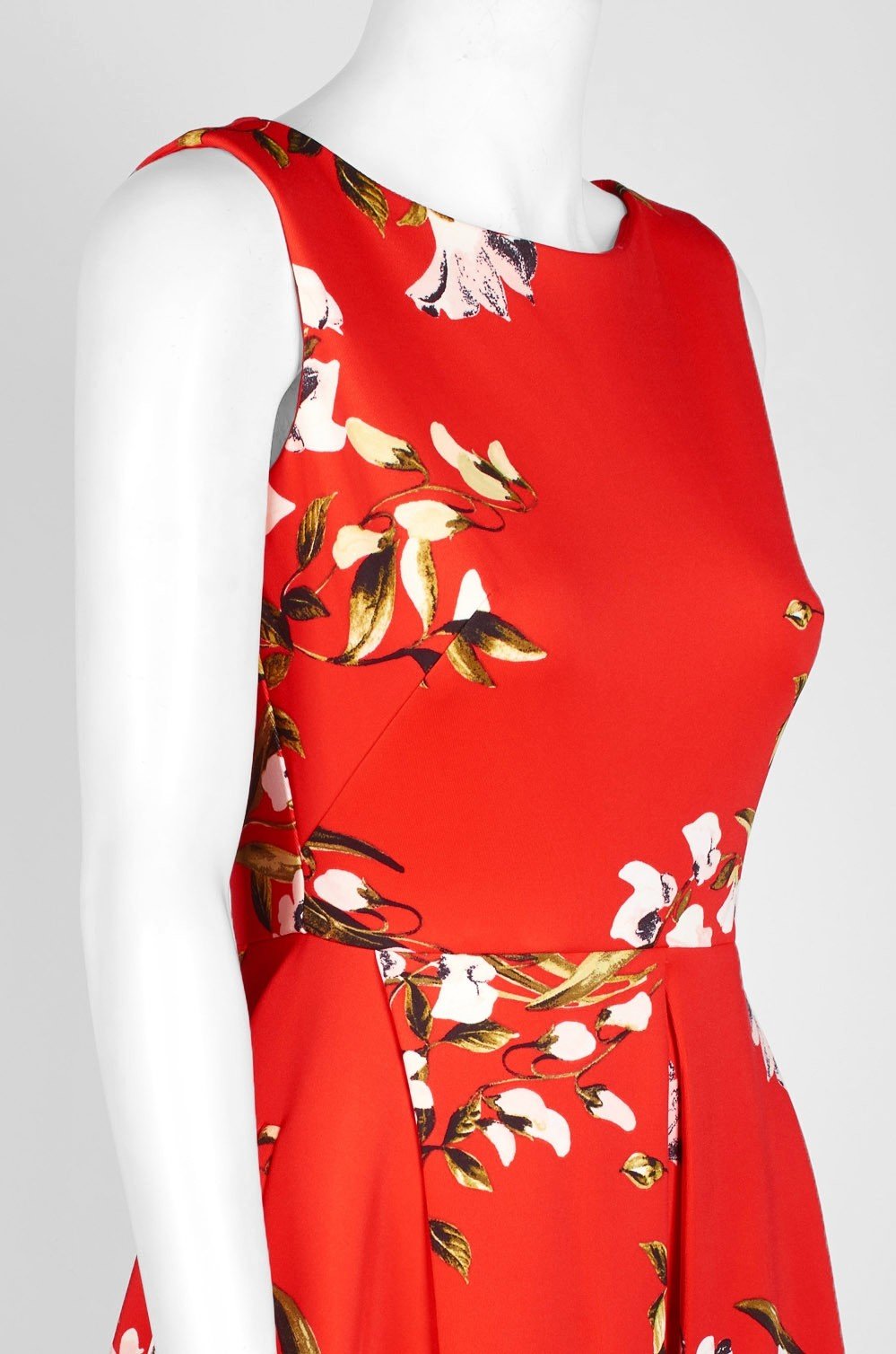 Taylor - 1534M Short Bateau Neck Floral A-Line Dress In Red and Floral