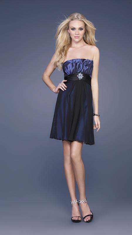 La Femme - Strapless Short Dress 15425 In Blue