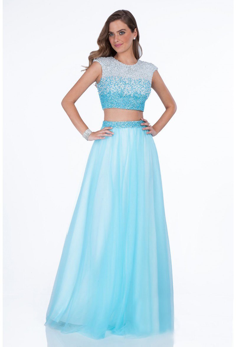 Terani Couture - 1611P1352A Two-Piece Ombre A-Line Gown in Blue