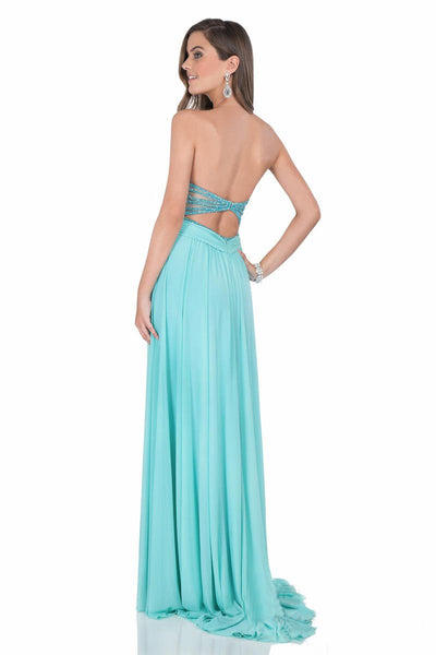 Terani Couture - 1612P0589A Pleated Sweetheart A-line Dress in Blue
