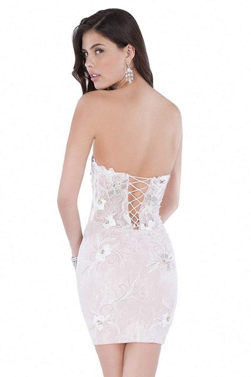 Terani Couture - Floral Flair Corset Dress 1623H1229 In Pink and White