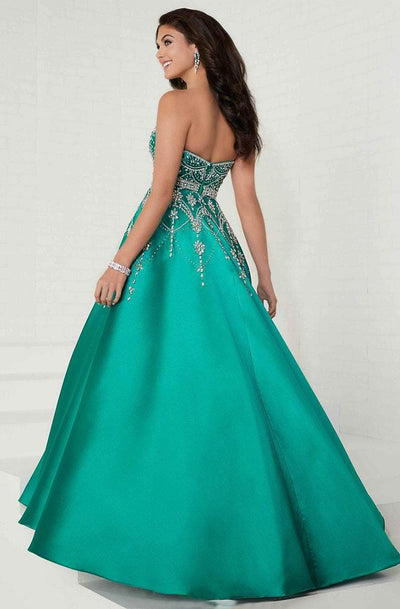 Tiffany Homecoming - 16266 Plunging Sweetheart Jeweled Mikado Ballgown In Green