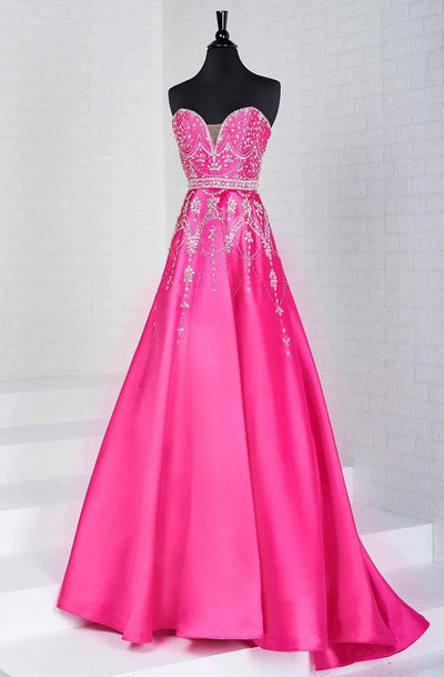 Tiffany Homecoming - 16266 Plunging Sweetheart Jeweled Mikado Ballgown In Pink