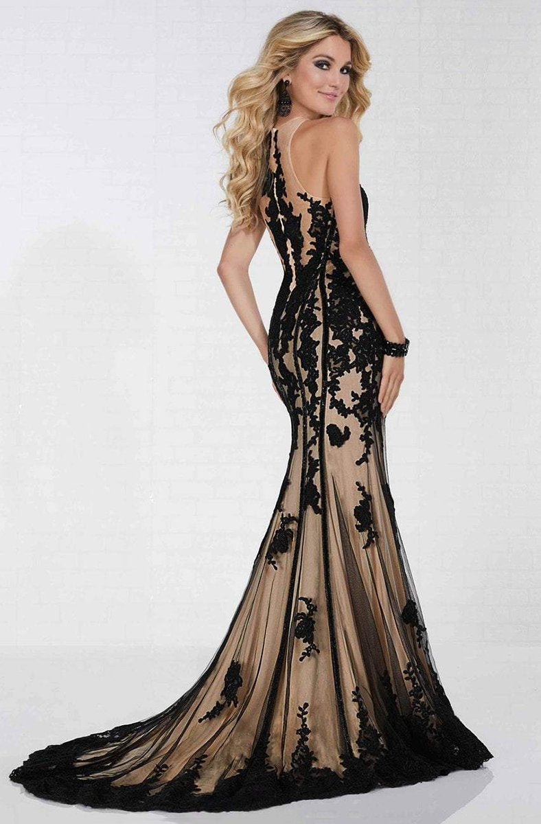 Tiffany Homecoming - 16274 Sleeveless Contrast Lace Illusion Trumpet Gown In Black and Neutral