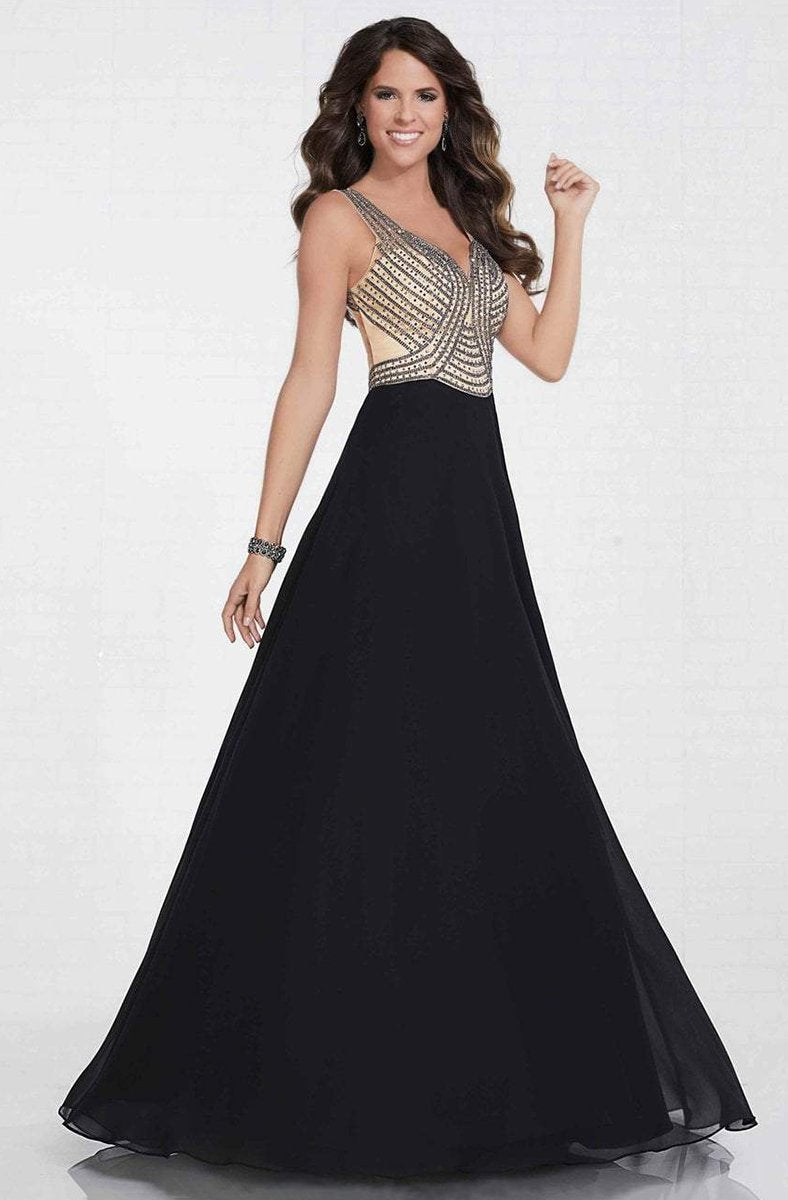 Tiffany Homecoming - 16295 Sleeveless Crystal Bodice Chiffon Gown In Black and Nude